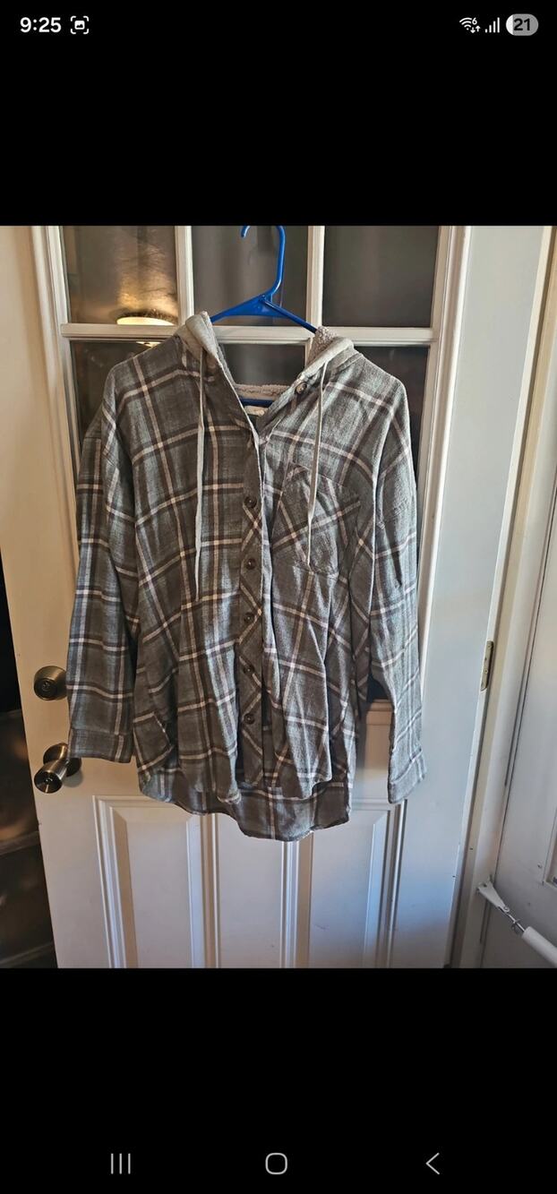 Maurice's size L hooded button down top/jacket